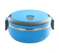 Lonchera térmica redonda de acero inoxidable de 700 ml con tapa hermética, para oficina, escuela, viaje, sopa caliente, cuenco de arroz (azul)