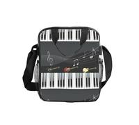 Lonchera transparente con estampado de guitarra y piano transparente, reutilizable, aislada, para el trabajo, picnic, control de seguridad