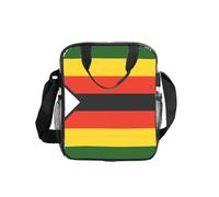 Lonchera transparente con estampado de la bandera de Zimbabue, con bolsillos laterales y correa, para el trabajo, la escuela, viajes