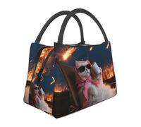 Lonchera unisex con aislamiento de gato tranquilo, bolsa de almuerzo reutilizable para oficina, trabajo, picnic, viajes