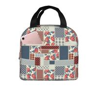 Loncheras aisladas para hombres y mujeres, trabajo, patchwork en estilo campestre, suave y pequeña, lonchera para hombres y mujeres, bolsa térmica de moda aislada para viajes, bolsa de almuerzo para