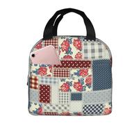 Loncheras aisladas para hombres y mujeres, trabajo, patchwork en estilo rústico, bolsa térmica aislada para viajes, resistente al agua, suave, pequeña lonchera para adultos, para hombres y mujeres