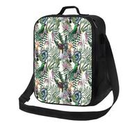 Loncheras aisladas para mujeres y hombres, para el trabajo, con diseño tropical de loro, para adultos, para mujeres y hombres, bolsa térmica ligera aislada, pequeña bolsa de almuerzo con correa