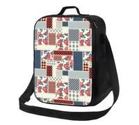 Loncheras aisladas para mujeres y hombres, para el trabajo, patchwork en estilo campestre para adultos, para mujeres y hombres, bolsa térmica suave aislada, pequeña bolsa de almuerzo con correa
