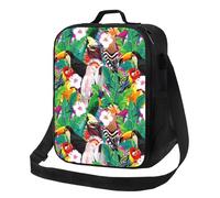 Loncheras aisladas para mujeres y hombres, para el trabajo, tropical, lindo, loro, tucán, planta, lonchera para adultos, para mujeres y hombres, bolsa térmica suave aislada, pequeña bolsa de almuerzo