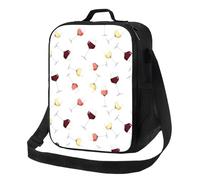 Loncheras aisladas para mujeres y hombres, trabajo, con estampado de copas de vino y champán, lonchera para adultos para mujeres y hombres, bolsa térmica suave aislada, pequeña bolsa de almuerzo con