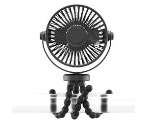 LONCIN Ventilador portátil para cochecito con trípode flexible, ventilador de escritorio personal de 3 velocidades, funciona con pilas, ventilador pequeño de mano para asiento de coche, cuna