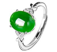LONDAEE Anillo de jade para mujer con incrustaciones de plata S925 con incrustaciones de jaspe hetiano natural, mariposa de hielo, espinaca y verde (apertura ajustable), Jade, Sin piedras preciosas