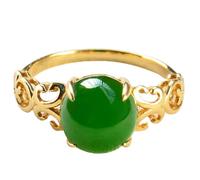 LONDAEE Anillo de plata S925 con incrustaciones de jade hetiano natural y espinaca verde (apertura ajustable) anillo de jade para mujer, Jade, Sin piedras preciosas