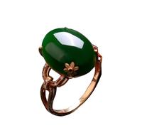 LONDAEE Anillo de plata S925 con incrustaciones de jaspe hetiano natural con cara de huevo (apertura ajustable) anillo de jade para mujer, Jade, Sin piedras preciosas