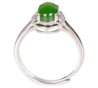 LONDAEE Anillo de plata S925 con incrustaciones de jaspe hetiano natural y espinaca verde (apertura ajustable) anillo de jade para mujer, Jade, Sin piedras preciosas