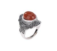 LONDAEE Anillo de plata S925 con incrustaciones de plata natural Nan rojo auspicioso con cara de huevo de nube (apertura ajustable) anillo de jade para mujer, Rojo Nan, Sin piedras preciosas
