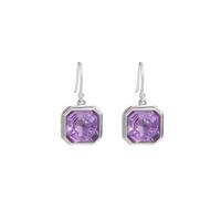 LONDAEE Pendientes cuadrados de plata S925 con incrustaciones de amatista natural para mujer, Large, Amatista, Sin piedra preciosa