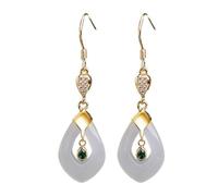 LONDAEE Pendientes de jade blanco Hetian natural con incrustaciones de plata S925 para mujer 1, Large, Jade, Sin piedra preciosa