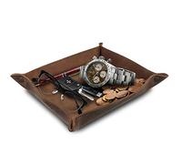Londo Bandeja de Cuero Real Organizador Práctica Caja de Almacenamiento para Carteras, Relojes, llaves, Monedas, Teléfonos Celulares y Equipos de Oficina, Unisex