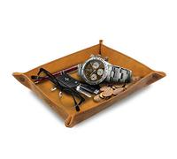 Londo Bandeja de Cuero Real Organizador Práctica Caja de Almacenamiento para Carteras, Relojes, llaves, Monedas, Teléfonos Celulares y Equipos de Oficina, Unisex