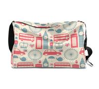 Londo - Bolsa de lona de cuero con patrón para hombre, mujer, niños y niñas, Reino Unido, Londo, fin de semana, durante la noche, deportes, gimnasio, bolsa de viaje, bolso cruzado de un solo hombro,