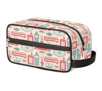 Londo - Bolsa de maquillaje con patrón de Londo para mujeres, hombres, niños, niñas, niños, bolsa de lavado de viaje, artículos de aseo personal, organizador de cosméticos, bolsa de ducha, color,