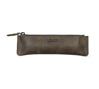 Londo Estuche de Cuero con Cremallera para Lápices y Bolígrafos, Piel Genuina, Unisex