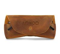 Londo Estuche de cuero genuino para anteojos y gafas de sol con cierre de botón, unisex