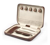 Londo Estuche organizador de joyas de viaje de piel auténtica, caja de almacenamiento con cremallera con compartimentos para collares, anillos y pendientes