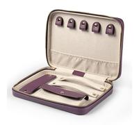 Londo Estuche organizador de joyas de viaje de piel auténtica, caja de almacenamiento con cremallera con compartimentos para collares, anillos y pendientes