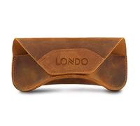 Londo Funda de Gafas en Cuero Genuino con Cierre de Botón, Unisex