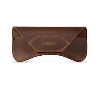 Londo Funda de Gafas en Cuero Genuino con Cierre de Botón, Unisex