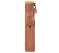 Londo Funda de Piel auténtica para Baquetas con Cierre de Solapa y Soporte Desmontable para Llaves de Tambor, se Adapta a 1 par de Baquetas (Camello)