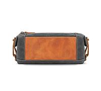 LONDO Neceser de Viaje en Piel auténtica y Lona Dopp Kit - Unisex (Camello)