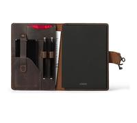 Londo Portafolios de Cuero Genuino con Cuaderno y Cierre a Presión