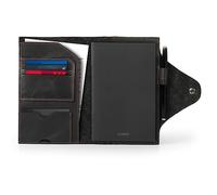 Londo Portafolio Cuero Genuino con Cierre, Incluye Cuaderno, Diseño Delgado, 20.5x14.5x2cm, Organizador Documentos, Tarjetas