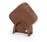 Londo Posavasos de Cuero (Set de 6) - Elegantes y Resistentes Posavasos con Superficie Lisa para Casa y Oficina