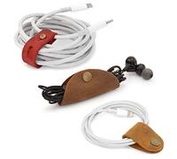 Londo Set de Correas Organizadoras de Cuero Genuino para Auriculares y Cables en General