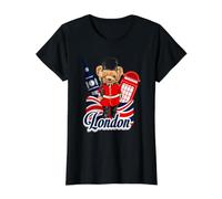 London Bear Guard Big Ben Red Phone Booth Union Jack UK Camiseta gráfica económica, Mujer, Negro, S