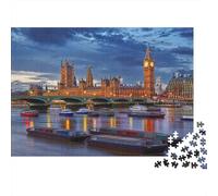 London Big Ben 1000 Piezas Puzzle Recyclable Paper Thames River Senior Puzzles Accesorios para Juegos de Fiesta Excelente Idea de Regalo for Women and Men Both 52x38cm/1000Ps