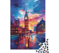 London Big Ben Paisaje Urbano Colorido Puzzle de 1000 Piezas Papel para Adultos Escena Nocturna Juego de Puzzle 1000 Piezas Relajación Hogar Regalo 52x38cm/1000pcs