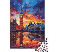 London Big Ben Puzzle de 1000 Piezas Papel para Adultos Vista Nocturna de Ciudad Puzzle para Toda la Familia Relajación Regalo 52x38cm/1000pcs