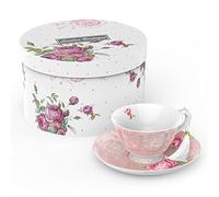 London Boutique Juego de Taza de té y platillo, 1 Juego de té de la Tarde New Bone China Vintage Flora Caja de Regalo 200 m (Rosa)