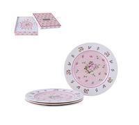 London Boutique Side Juego de 4 Platos de Porcelana Fina para Tartas con Borde Ancho Shabby Chic (Rosa