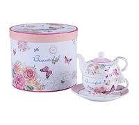 London Boutique Tea for One - Juego de Tetera (Porcelana, diseño de Flores y Rosas, Lavanda)