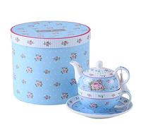 London Boutique - Tetera y Taza de Porcelana para una Tetera (Porcelana), diseño de Flores de Victoria Flora, Color Azul