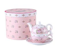 London Boutique Vintage Rose Flower Victoria Flora Té de Porcelana para una Tetera y Taza suacer en Caja de Regalo (Rosa)