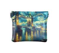 London Bridge - Monedero pequeño azul noche estrellada, monedero para hombre, monedero para hombre, London Bridge Starry Night Blue, 4.33x3.74In, London Bridge Starry Night Blue
