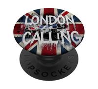 London Calling - Bandera del Reino Unido y autobús de Dos Pisos PopSockets PopGrip Adhesivo