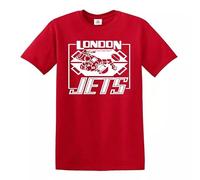 London - Camiseta para hombre de los Jets Red Dwarf - Inspired Lister - Rimmer Football 100% algodón, Camiseta roja con estampado blanco, M