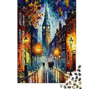 London Clock Tower City Night View Puzzle de 1000 Piezas Papel para Adultos Relajación Concentración Decoración Hogar Regalo Familiar 52x38cm/1000pcs