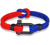 London Craftwork Elegante pulsera ajustable de cuerda de paracaídas, para hombres y mujeres, 19-21 cm, color azul y rojo, 19cm, Nailon, No es una piedra preciosa