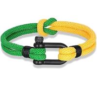 London Craftwork Elegante pulsera ajustable de paracaídas para hombres y mujeres, 19-21 cm, color amarillo y verde, 19cm, Nailon, No es una piedra preciosa
