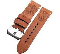 London Craftwork Flottiglia MAS - Correa de reloj hecha a mano de piel italiana de ante de alta calidad, 24 mm, color marrón (hebilla plateada)